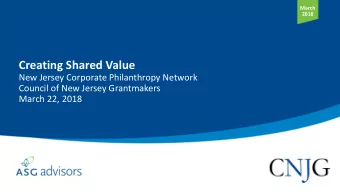 Creating Shared Value  New Jersey Corporate Philanthropy Network  Council of New Jersey Grantmakers