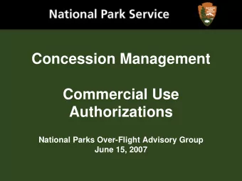 Concession Management  Commercial Use  Authorizations  National Parks Over-Flight Advisory Group