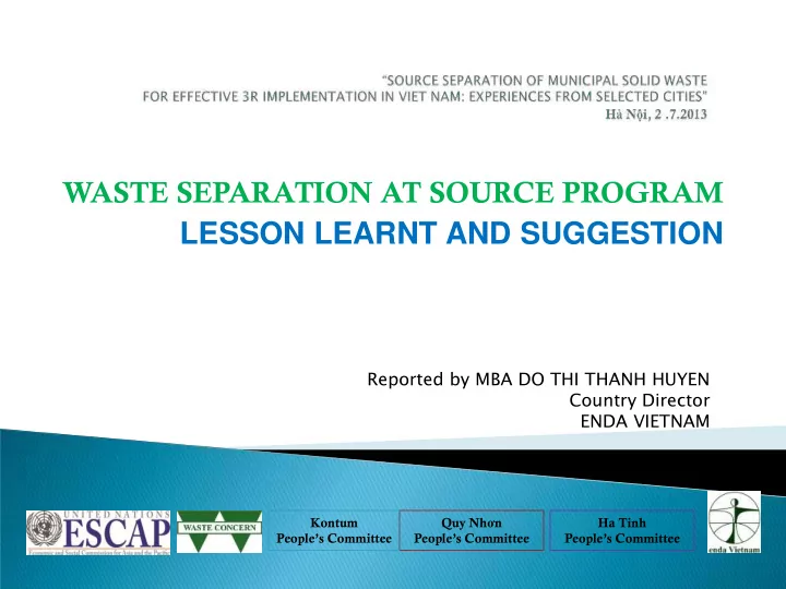 lesson learnt and suggestion
