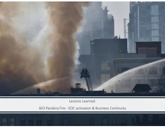 Lessons Learned:  603 Pandora Fire - EOC activation &amp; Business Continuity 05:18hrs on May 6 th
