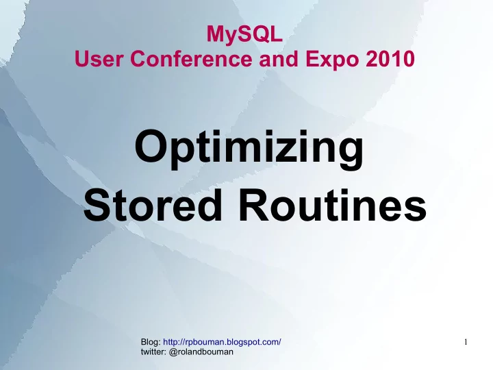 optimizing stored routines