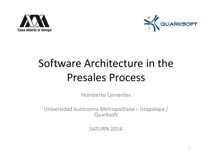 software architecture in the presales process