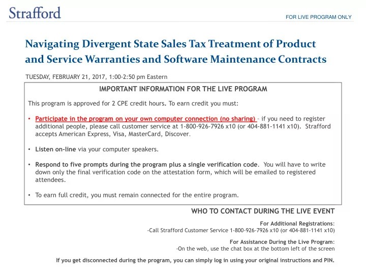 for live program only navigating divergent state sales