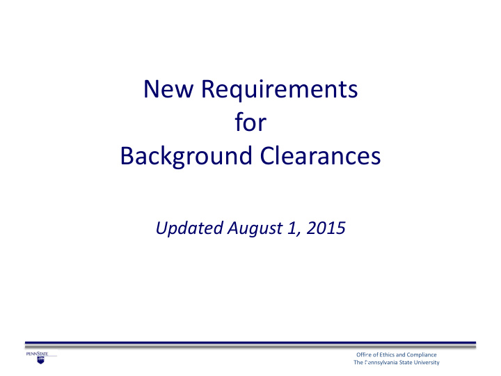 new requirements for background clearances