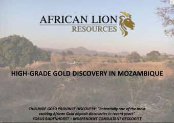HIGH-GRADE GOLD DISCOVERY IN MOZAMBIQUE  CHIFUNDE GOLD PROVINCE DISCOVERY: Potentially one of