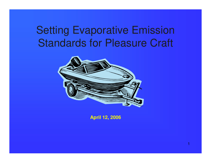 setting evaporative emission standards for pleasure craft