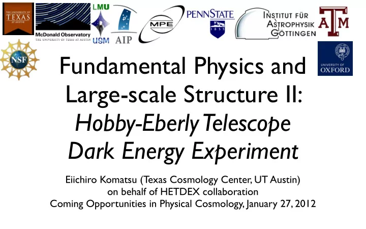 fundamental physics and large scale structure ii hobby
