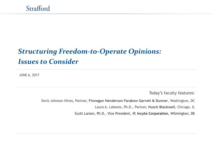structuring freedom to operate opinions issues to consider