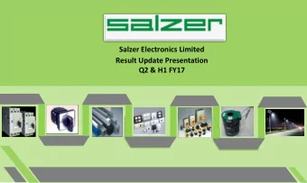 Salzer Electronics Limited  Result Update Presentation  Q2 &amp; H1 FY17  Disclaimer This