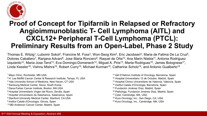 proof of concept for tipifarnib in relapsed or refractory