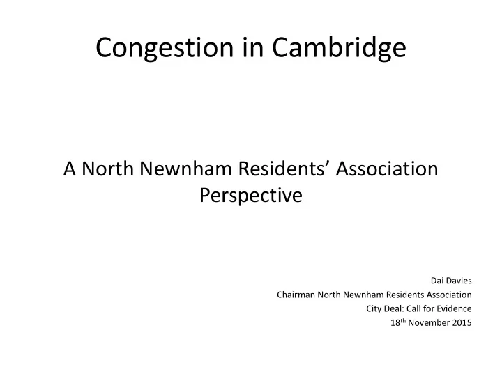 congestion in cambridge