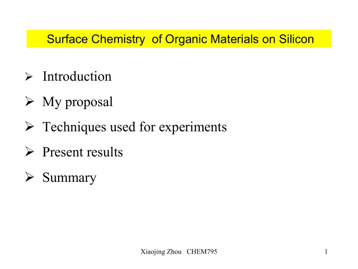 introduction my proposal techniques used for experiments