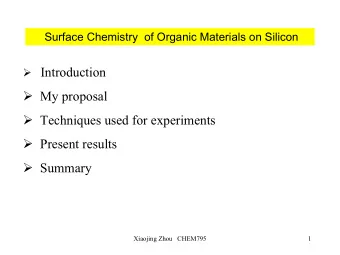 Introduction  My proposal  Techniques used for experiments  Present results
