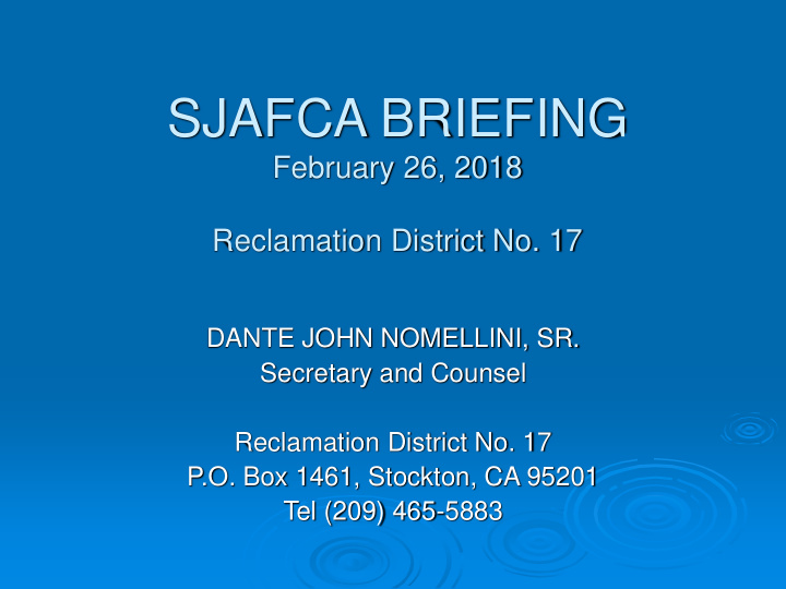 sjafca briefing