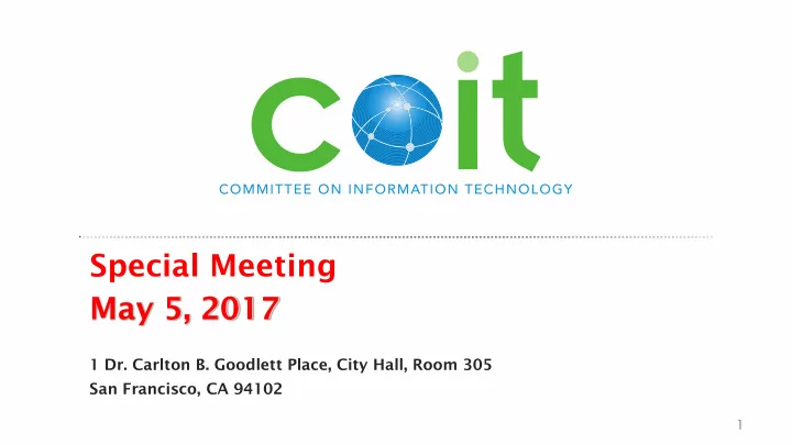 special meeting may 5 2017