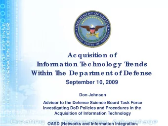 Ac quisition of  Infor  mation T  e c hnology T  r  e nds  Within T  he  De par  tme nt of De fe