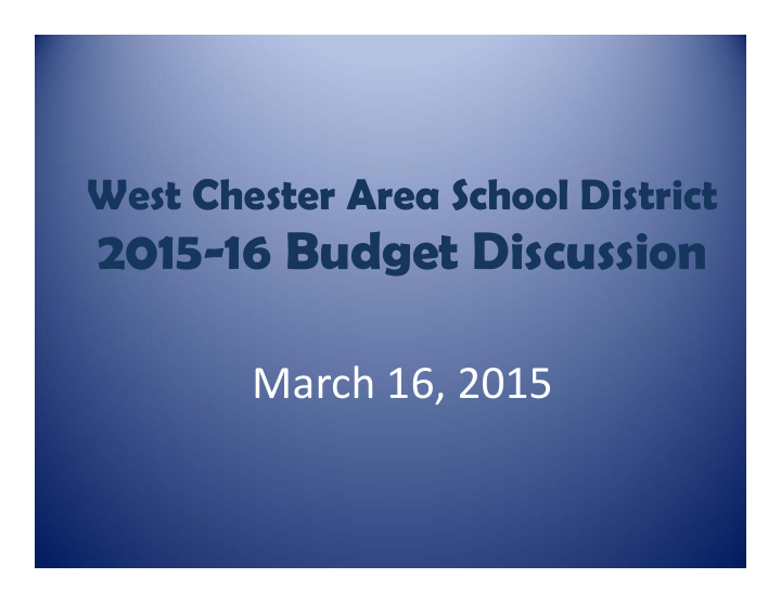 2015 16 budget discussion