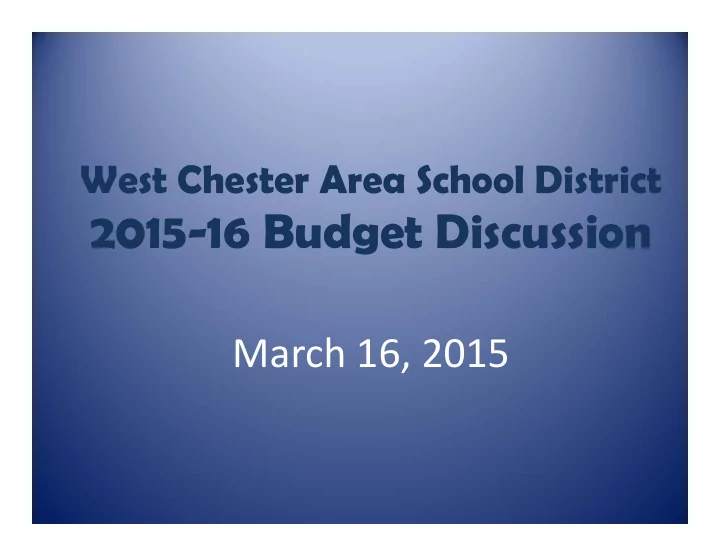 2015 16 budget discussion