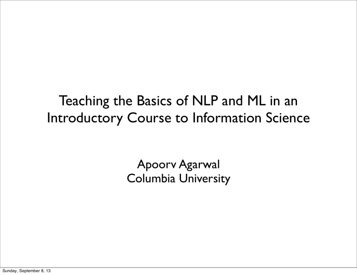 teaching the basics of nlp and ml in an introductory