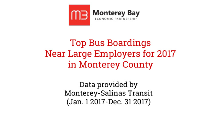 top bus boardings near large employers for 2017 in