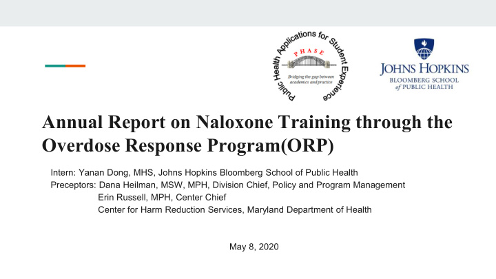 annual report on naloxone training through the overdose