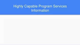 Highly Capable Program Services  Information  Equitable Identification and Services Model
