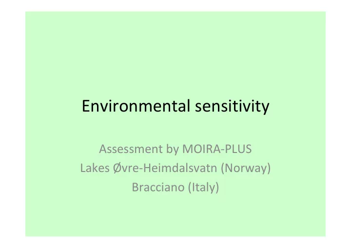 environmental sensitivity