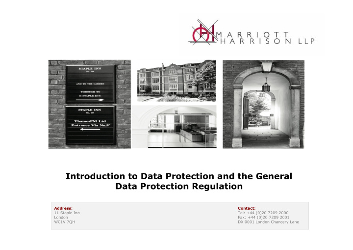 introduction to data protection and the general data