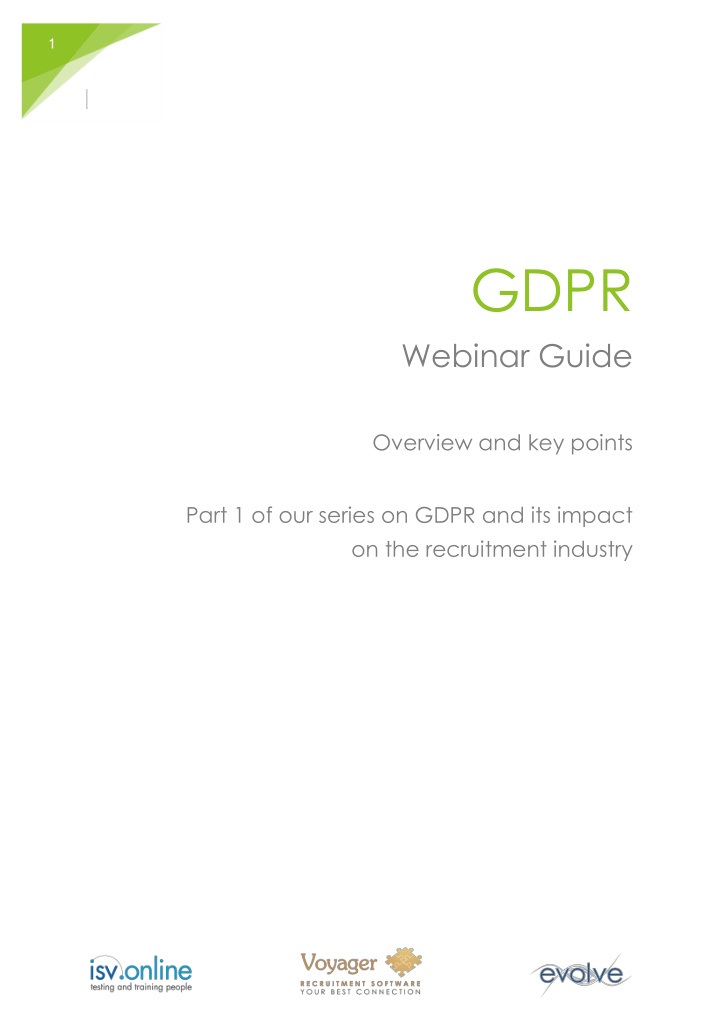 gdpr webinar guide overview and key points part 1 of our