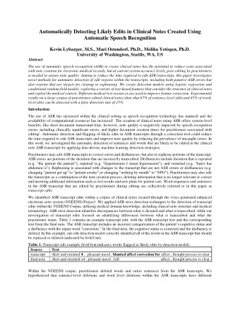 Automatically Detecting Likely Edits in Clinical Notes Created Using  Automatic Speech Recognition