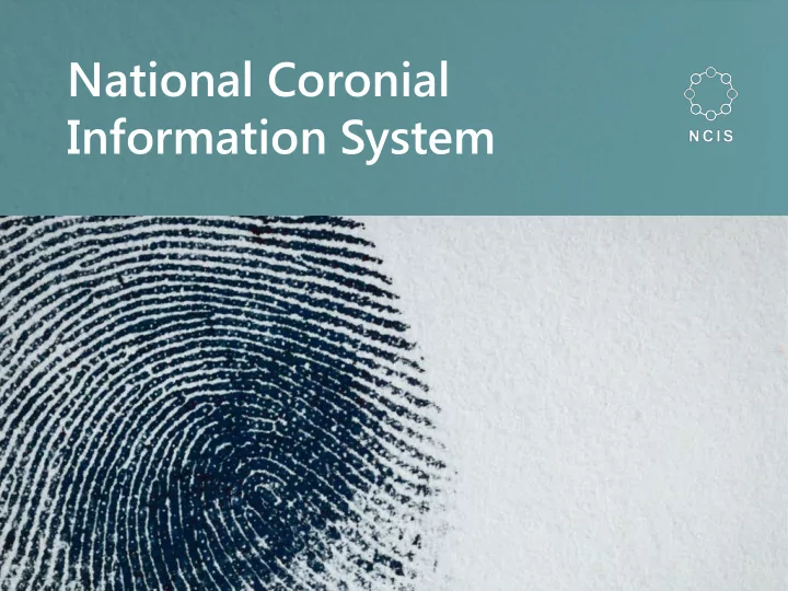 national coronial information system what is the ncis