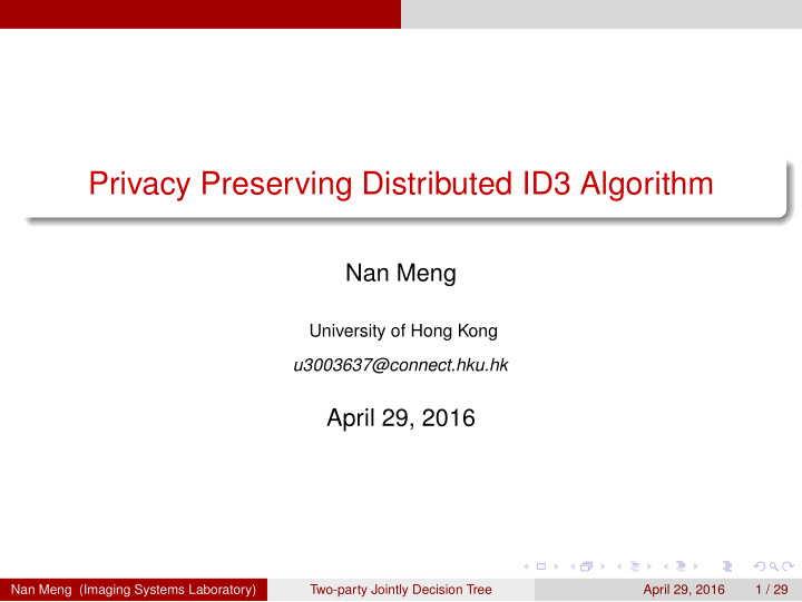 privacy preserving distributed id3 algorithm