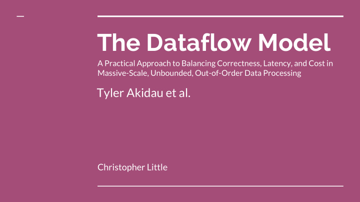 the dataflow model