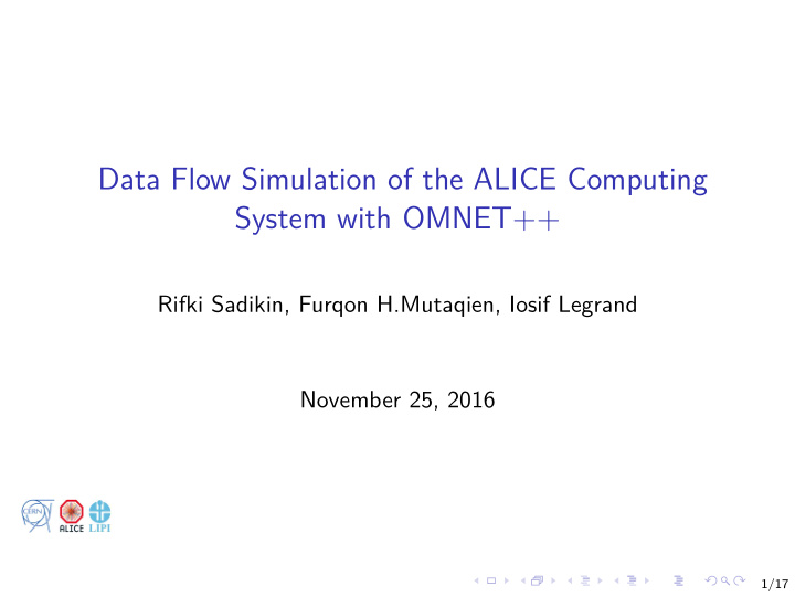 data flow simulation of the alice computing system with