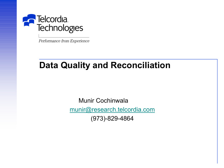 data quality and reconciliation