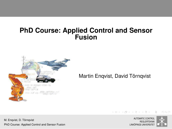 phd course applied control and sensor fusion