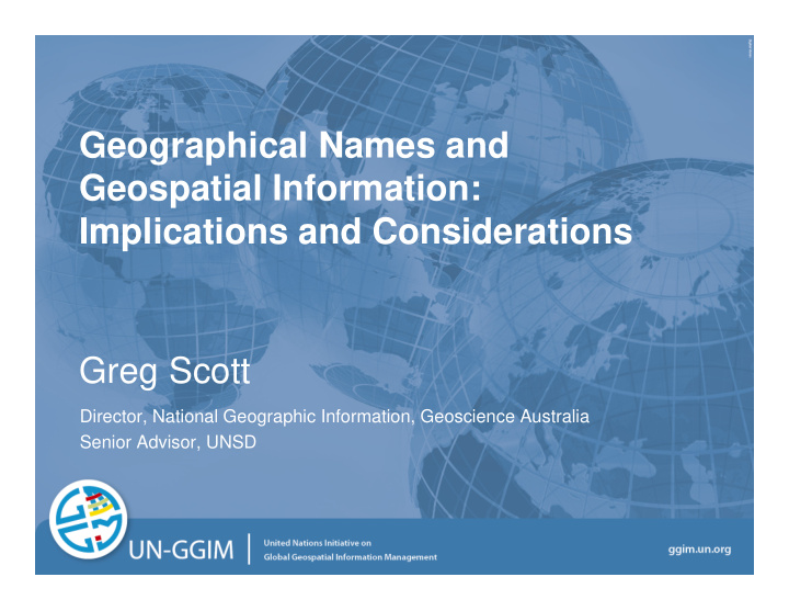 geographical names and geospatial information