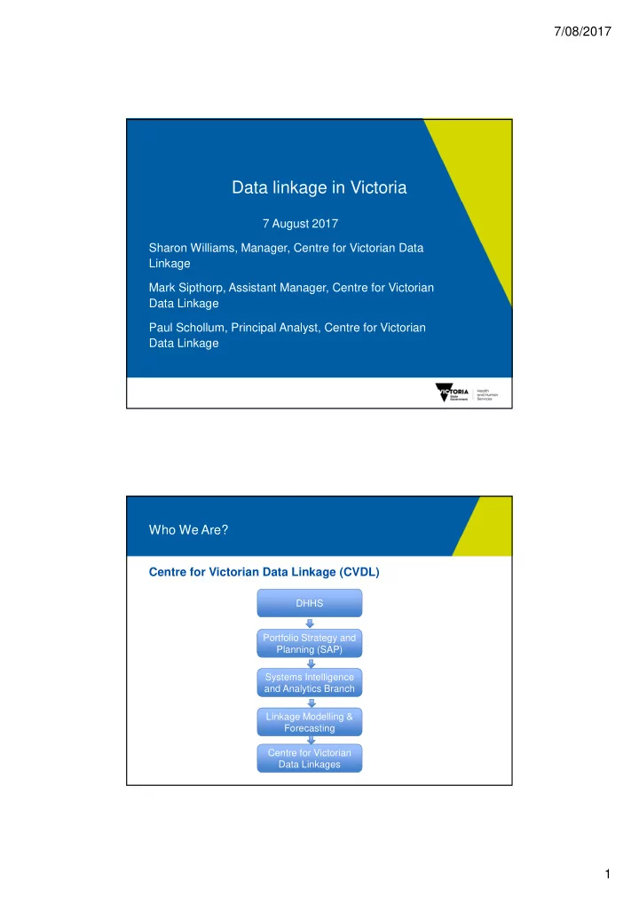 data linkage in victoria