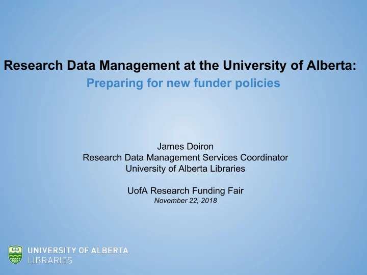 research data management at the university of alberta
