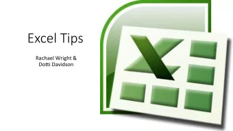 Excel Tips  Rachael Wright &amp;  Dotti Davidson  Excel Terms  Knowing the proper names of excel