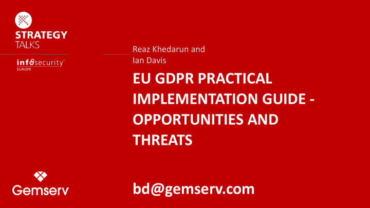 eu gdpr practical implementation guide opportunities and