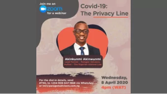 COVID 19: THE PRIVACY LINE  BY  AKINKUNMI AKINWUNMI (LEAD PARTNER, PARAGON ADVISORS; AUTHOR  THE