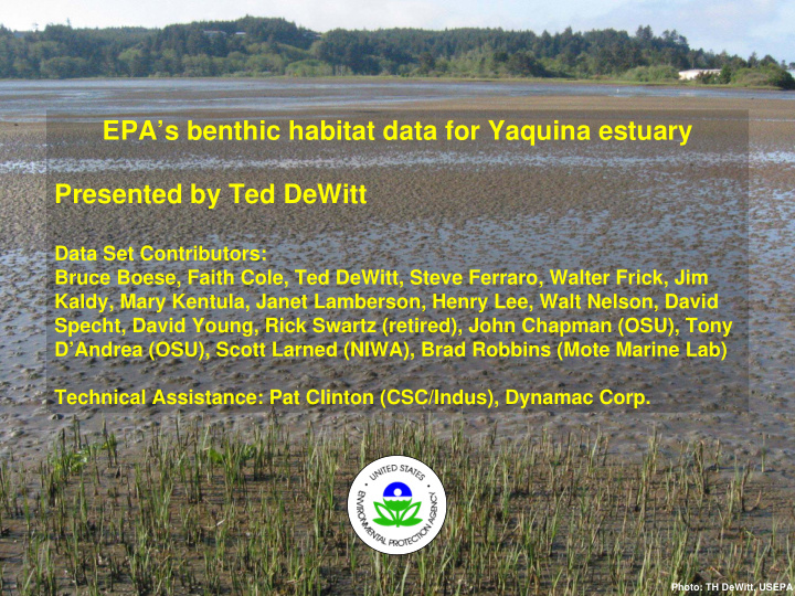 epa s benthic habitat data for yaquina estuary presented