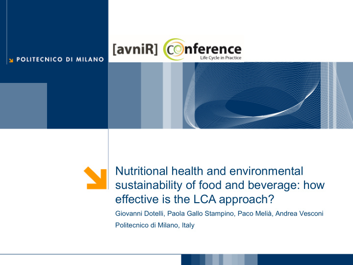 nutritional health and environmental sustainability of