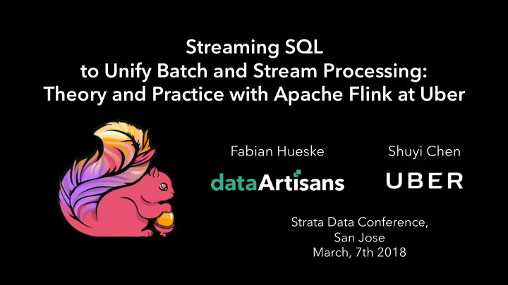streaming sql to unify batch and stream processing theory
