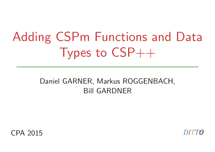 adding cspm functions and data types to csp