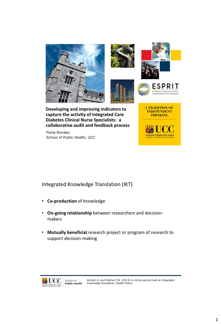 integrated knowledge translation ikt