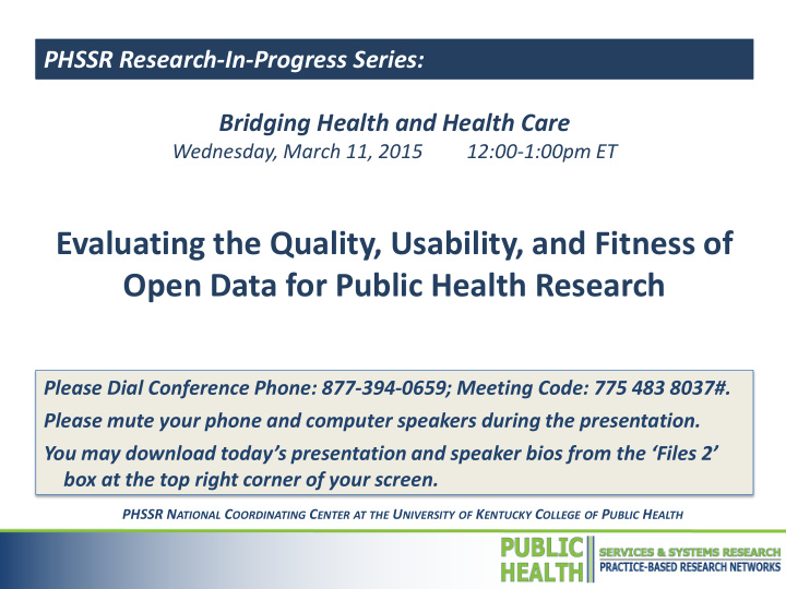 open data for public health research