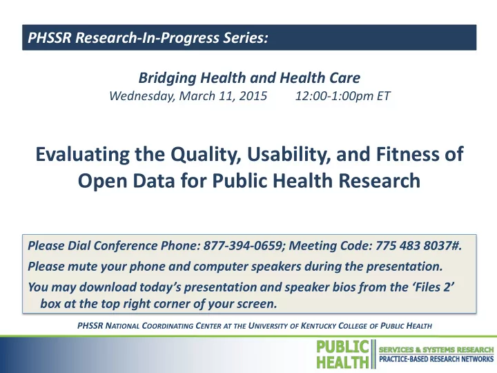 open data for public health research