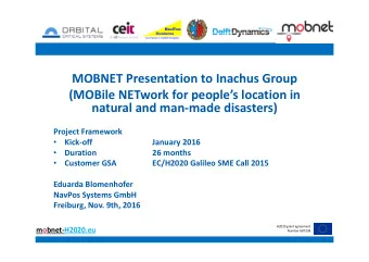 MOBNET Presentation to Inachus Group  (MOBile NETwork for peoples location in  natural and
